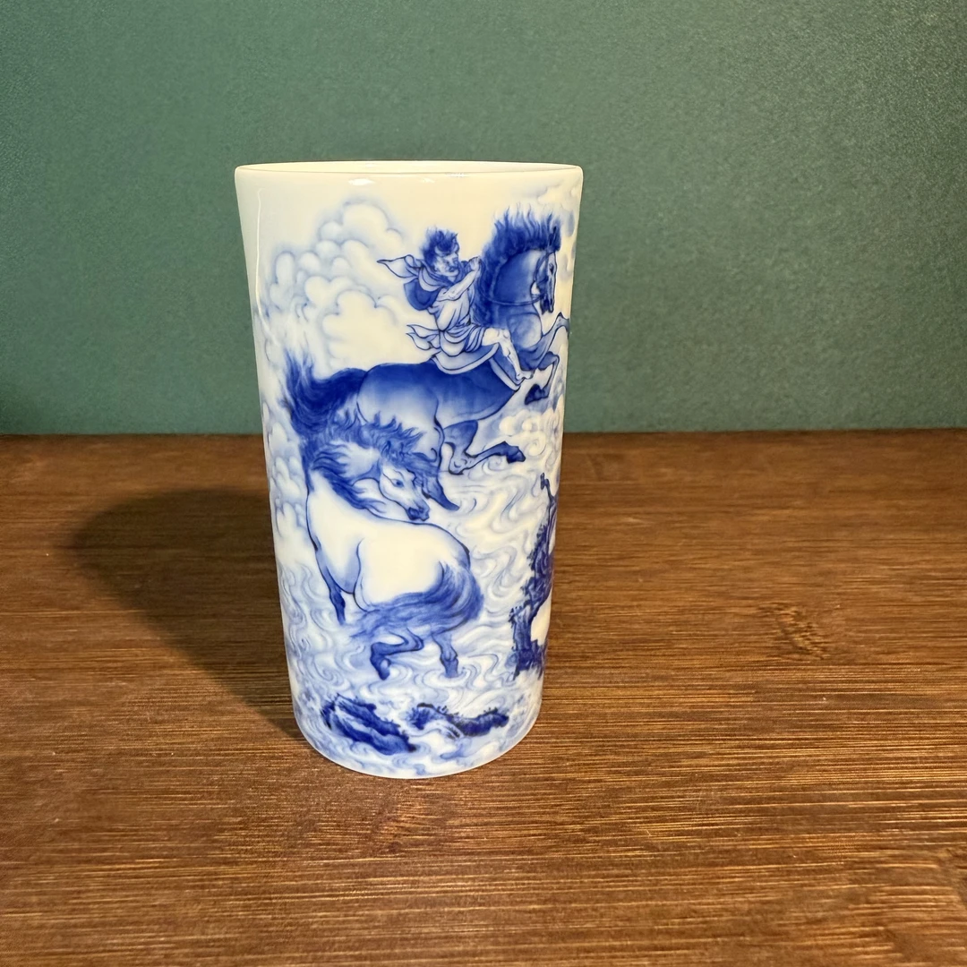 晓竹窑人骏图主人杯闻香直升杯重工人物茶杯喝茶单杯景德镇陶瓷杯