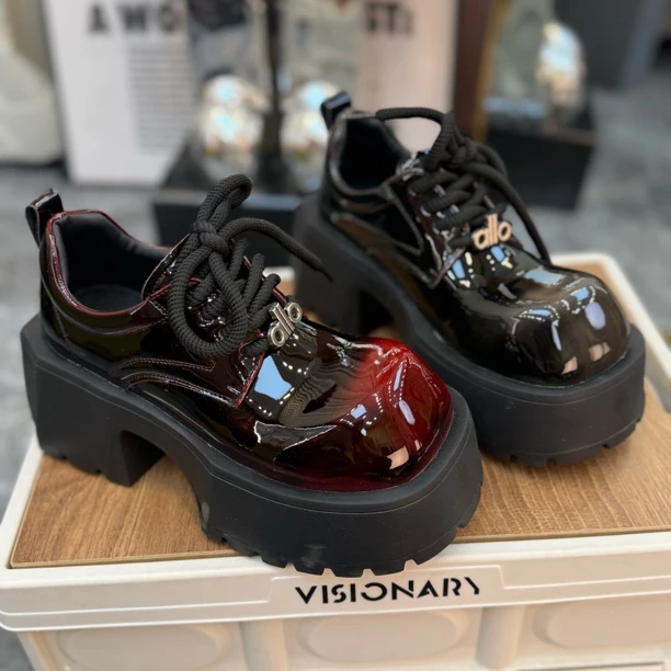 欧货新款复古英伦风厚底增高女乐福鞋时尚小皮鞋7905-98