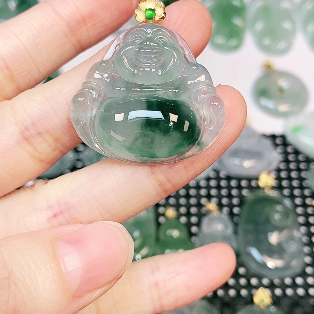 翡翠18K金镶嵌吊坠(不含链)