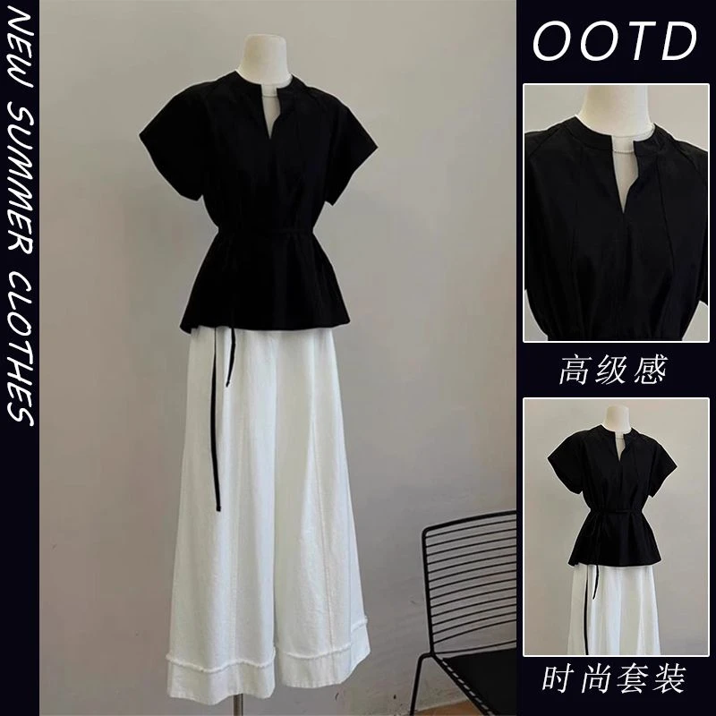 夏装搭配一整套高级感小香风套装女干练气质御姐炸街轻熟风两件套