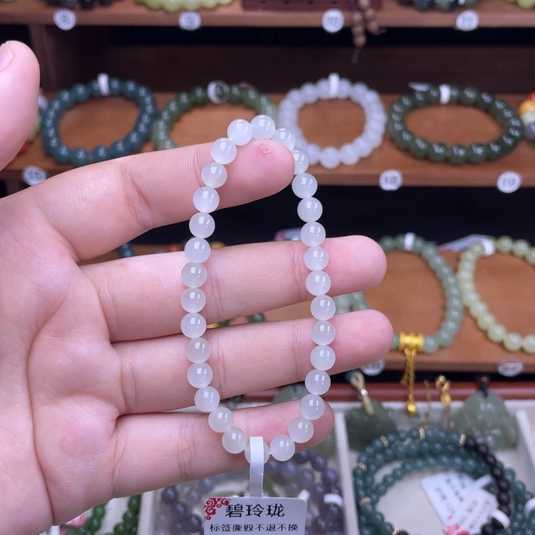 和田玉未镶嵌手串白玉6mm