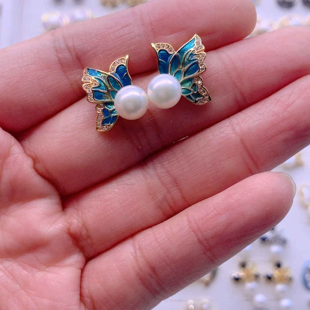 合金淡水珍珠耳饰