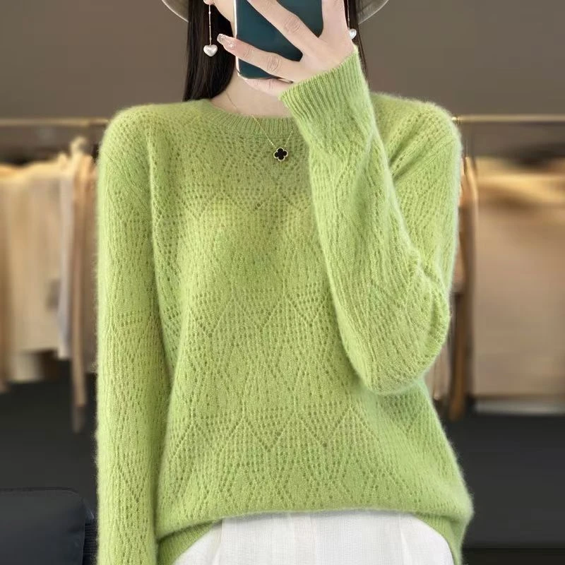 【茶芙巷】爆款推荐291菱形镂空圆领羊毛衫【YJL】