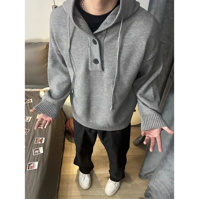 cleanfit连帽毛衣男款秋季慵懒风高级感针织衫美式复古情侣装外套