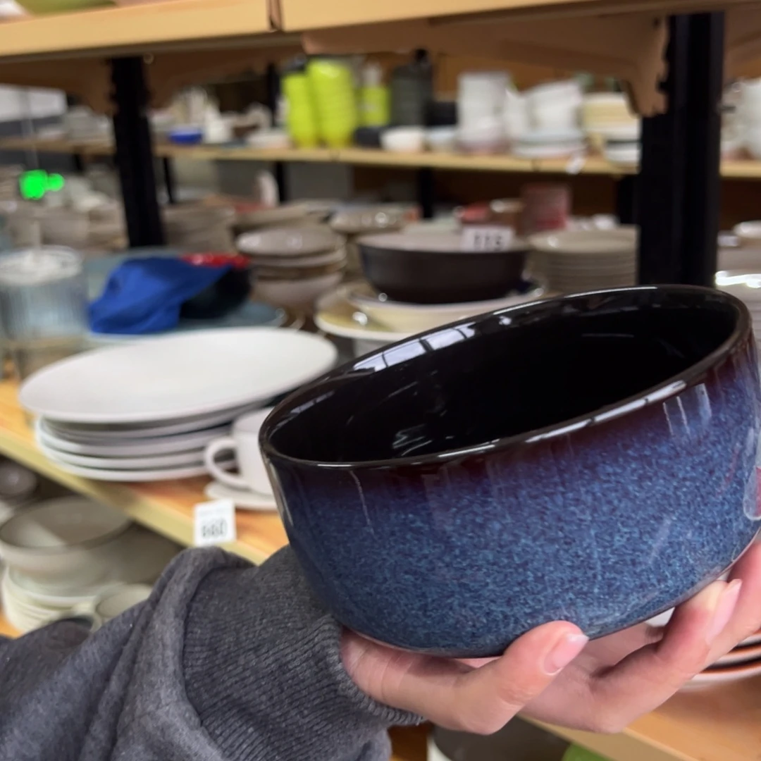 新骨瓷154瑕疵慎拍 麟彩蓝 5.5寸钵形碗