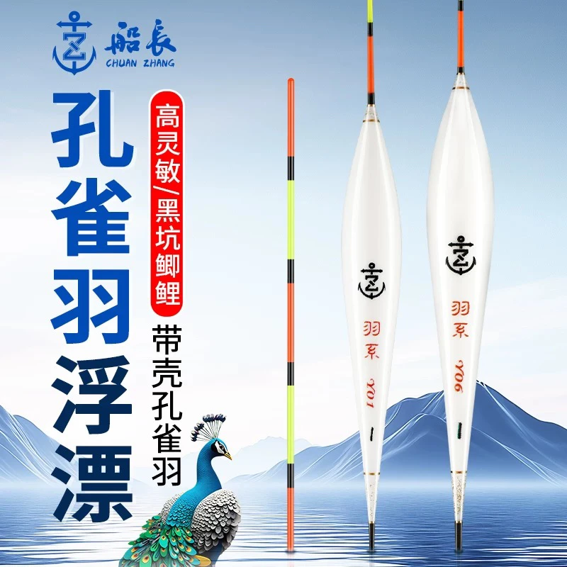 船长 Y系列新品 孔雀羽浮漂 黑坑鲤鱼鲫鱼 醒目 抗走水