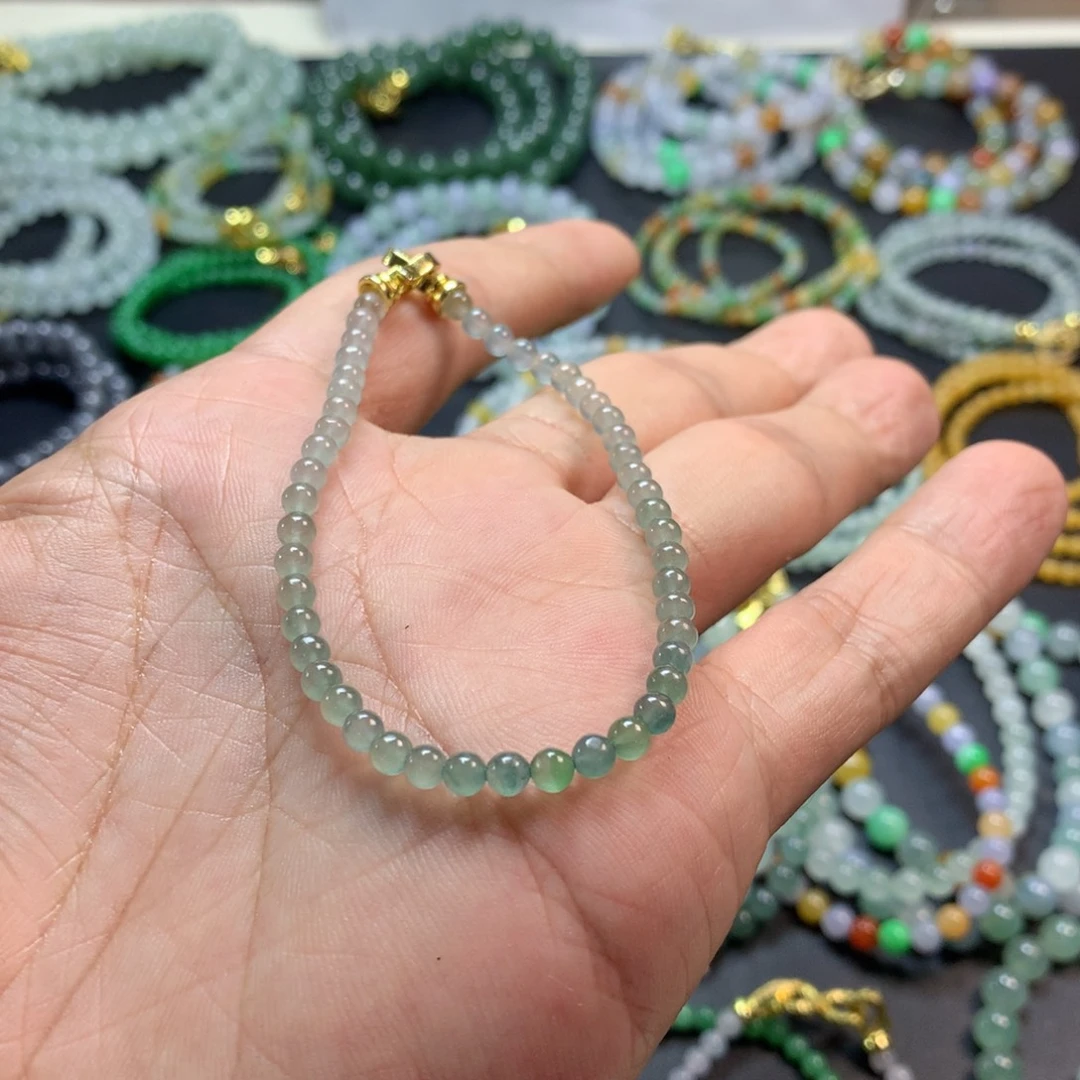 定制翡翠未镶嵌卡3.7高冰小米串