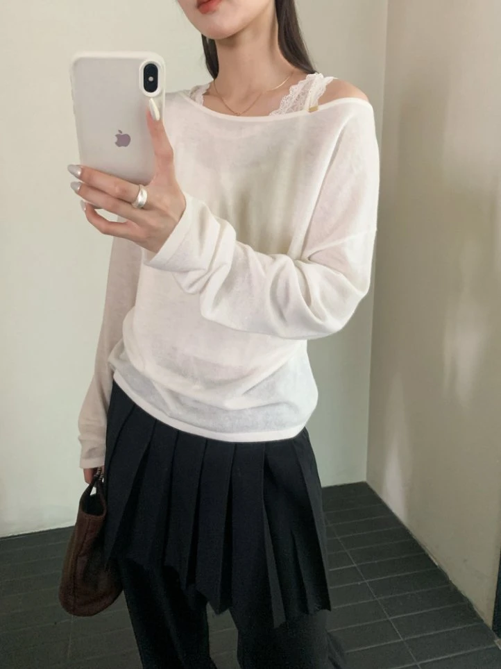 【潘潘.838817】秋冬新款亚麻绵羊毛混纺精纺设计师款女装羊毛衫