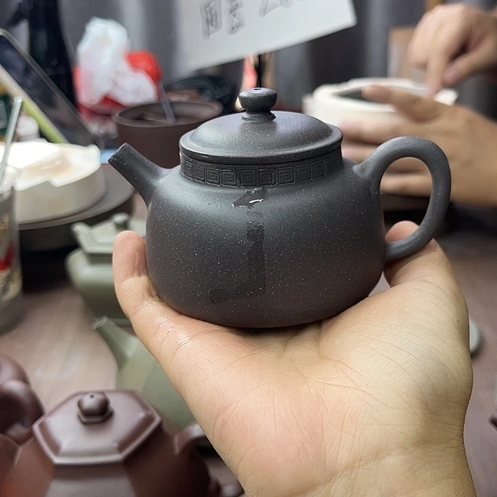 简***单紫砂茶壶言心天青泥一把