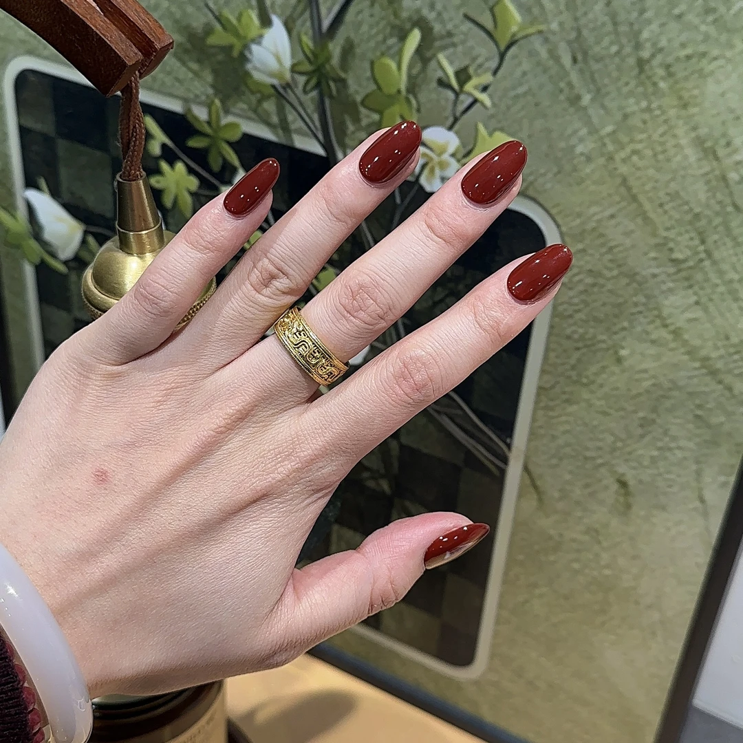 狐甲一方【红色】黑白红裸纯色手工穿戴甲百搭干净