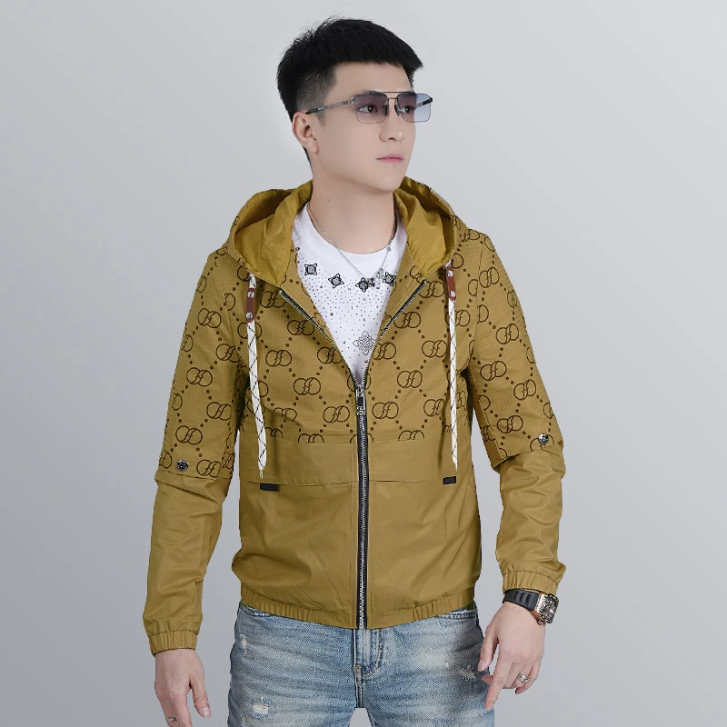 【I.TEX】春季潮流时尚拼色字母设计连帽简约百搭轻奢休闲男士夹克