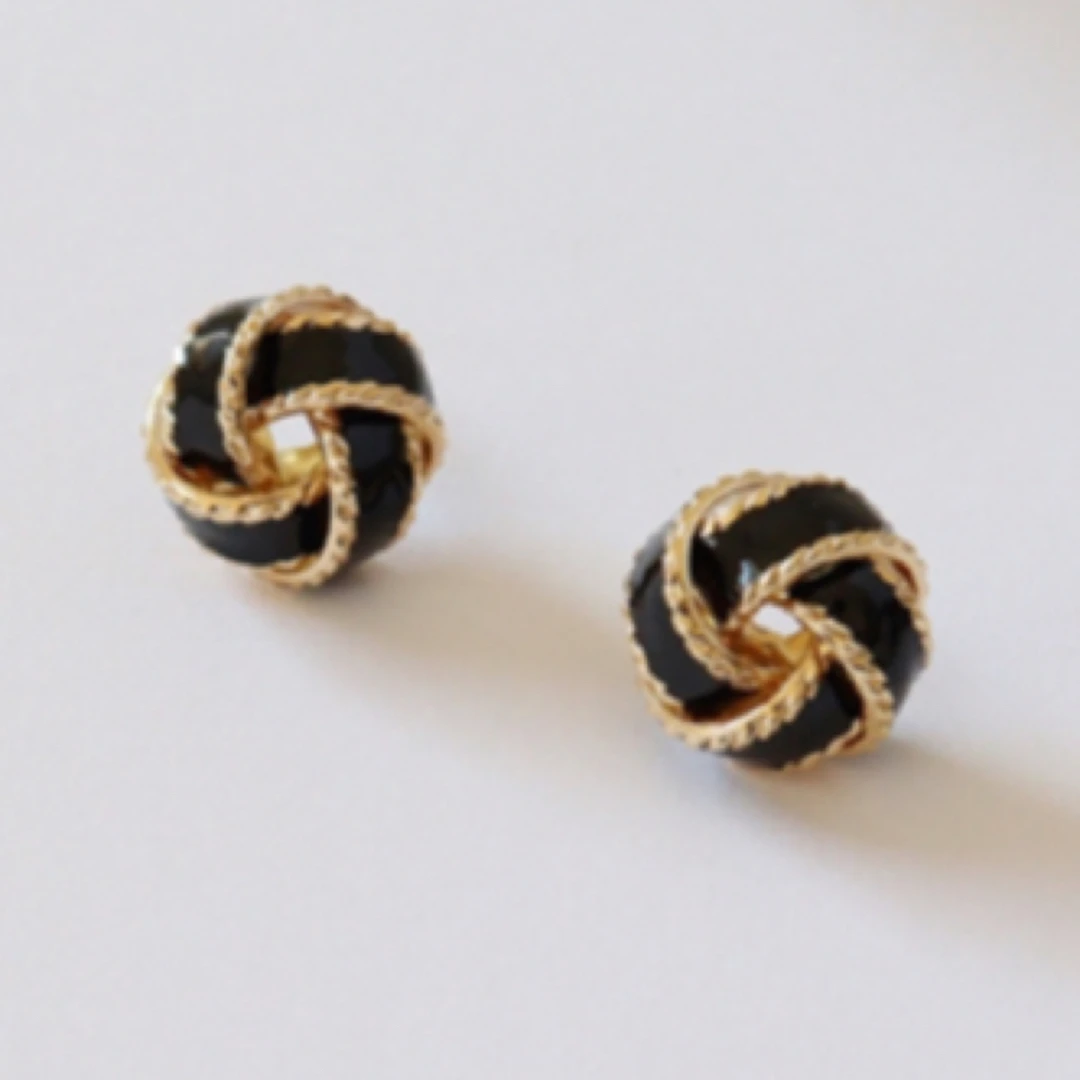 铜合金珐琅耳饰 中式同心结耳钉滴油复古小众高级感红色气质耳饰