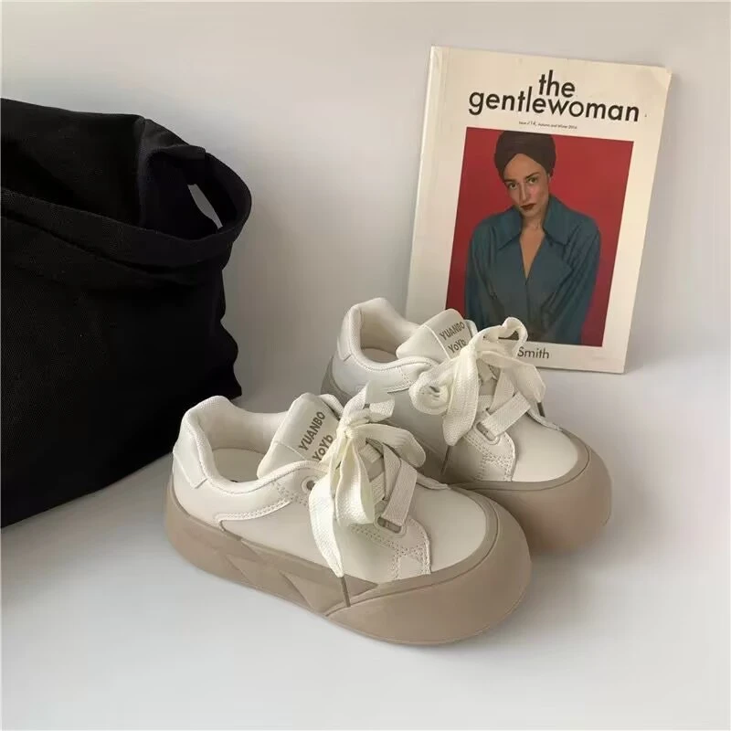 【贝贝专属051-100】复古圆头厚底鞋女2025新款轻便休闲运动板鞋