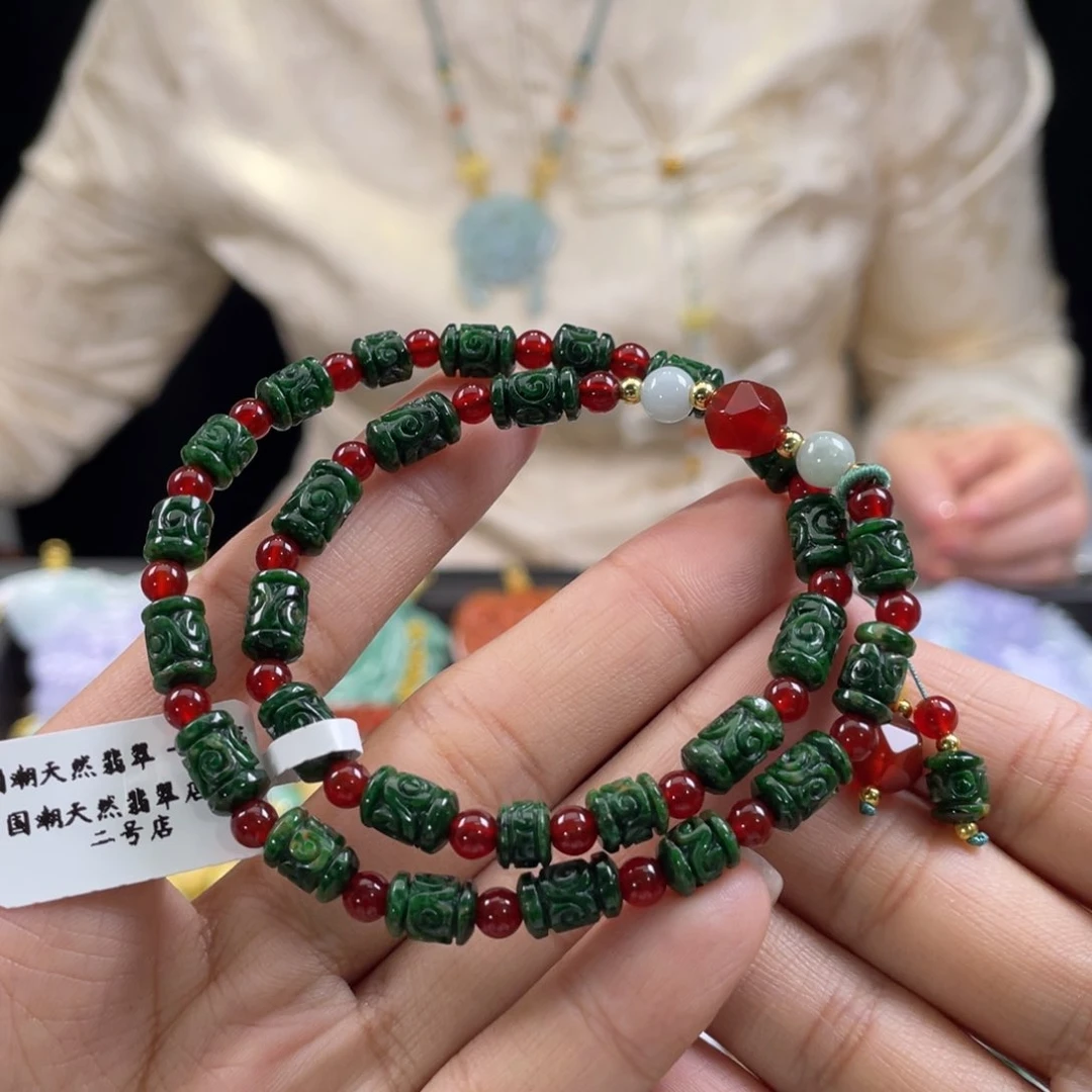 翡翠手链未镶嵌代编织