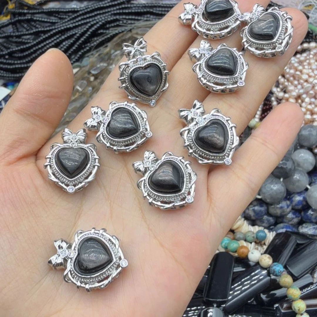 水晶珠宝半成品未镶嵌金运桃心魔盒一颗