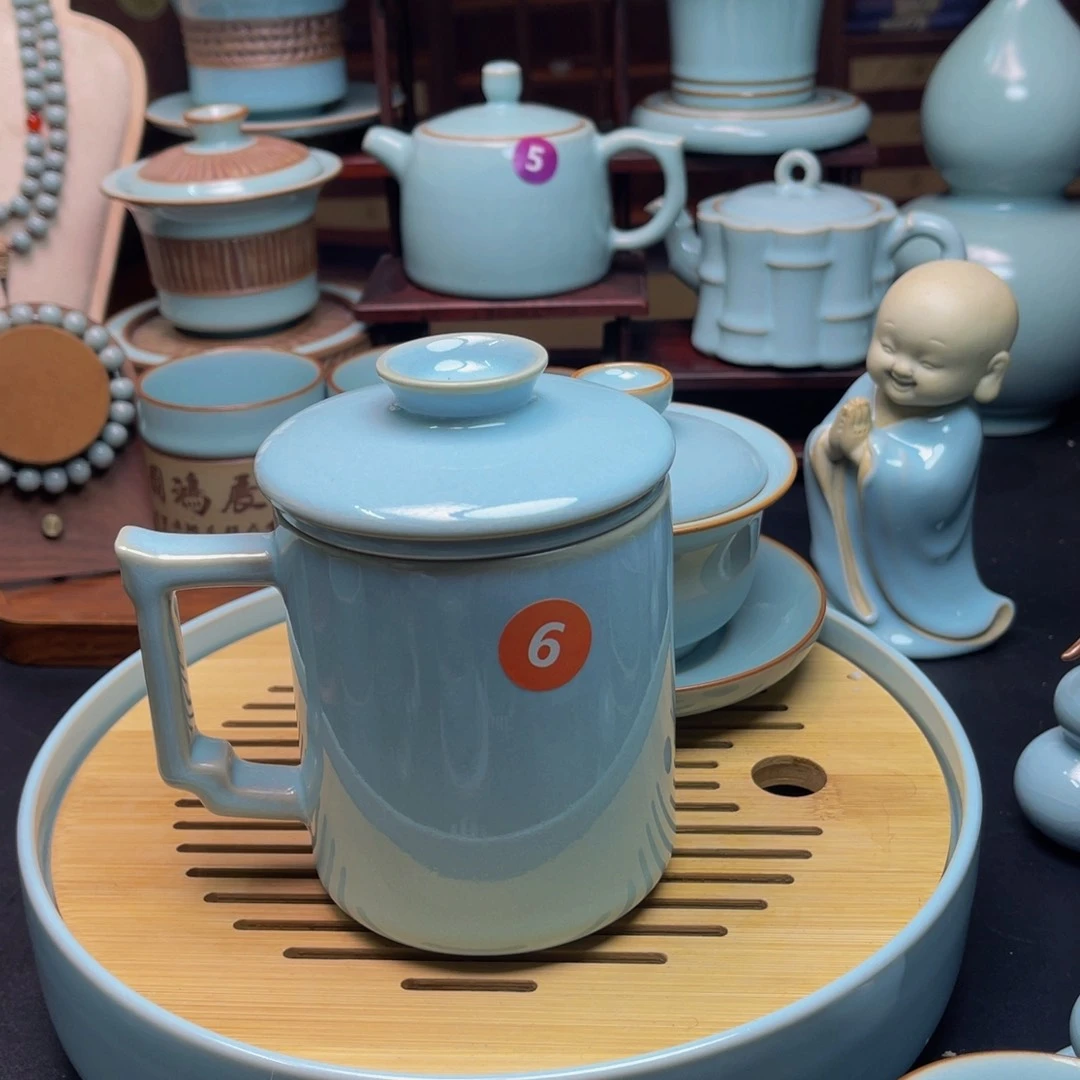 【闪购商品】摆件陶汝州单壶壶，杯，盖碗