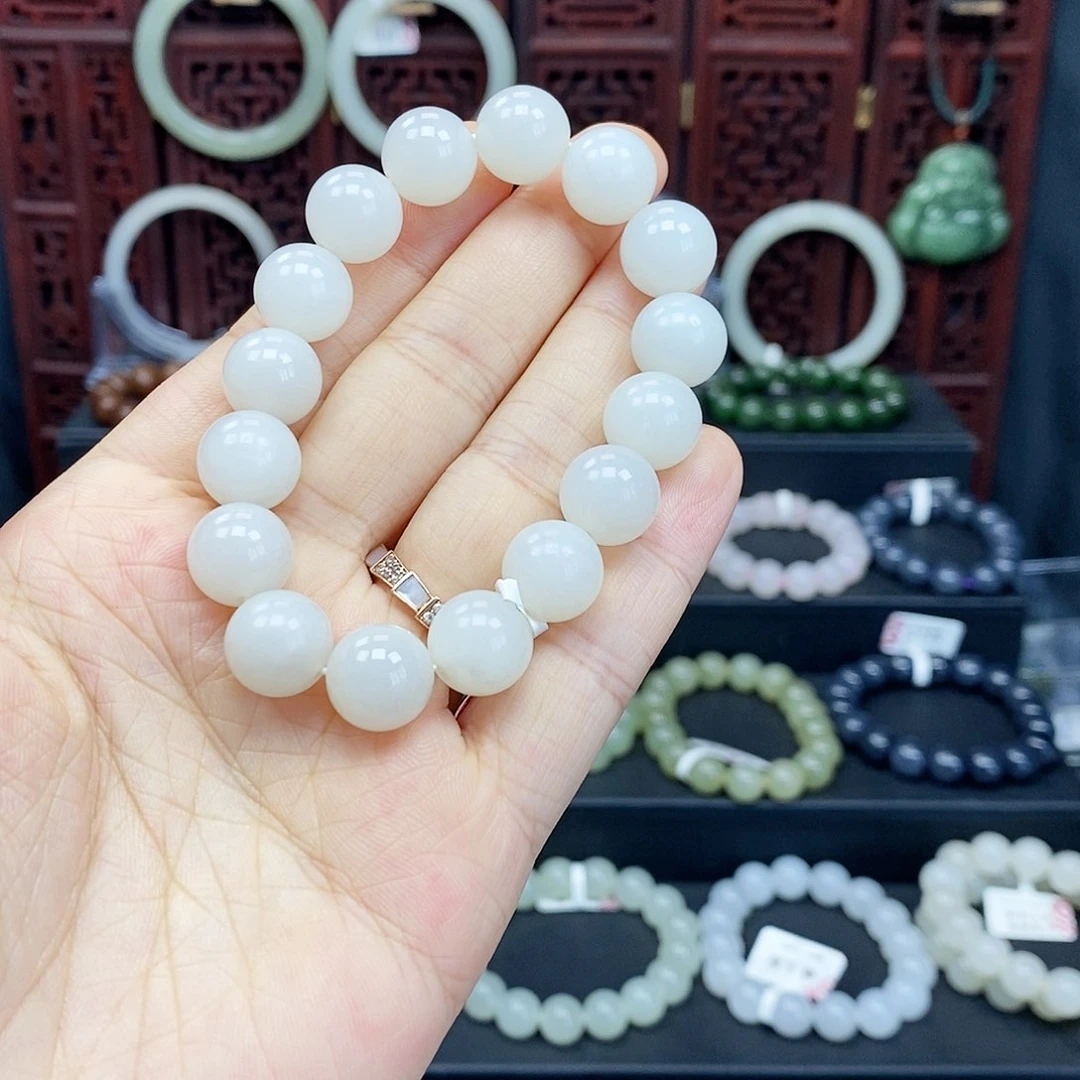 和田玉手串未镶嵌白玉12