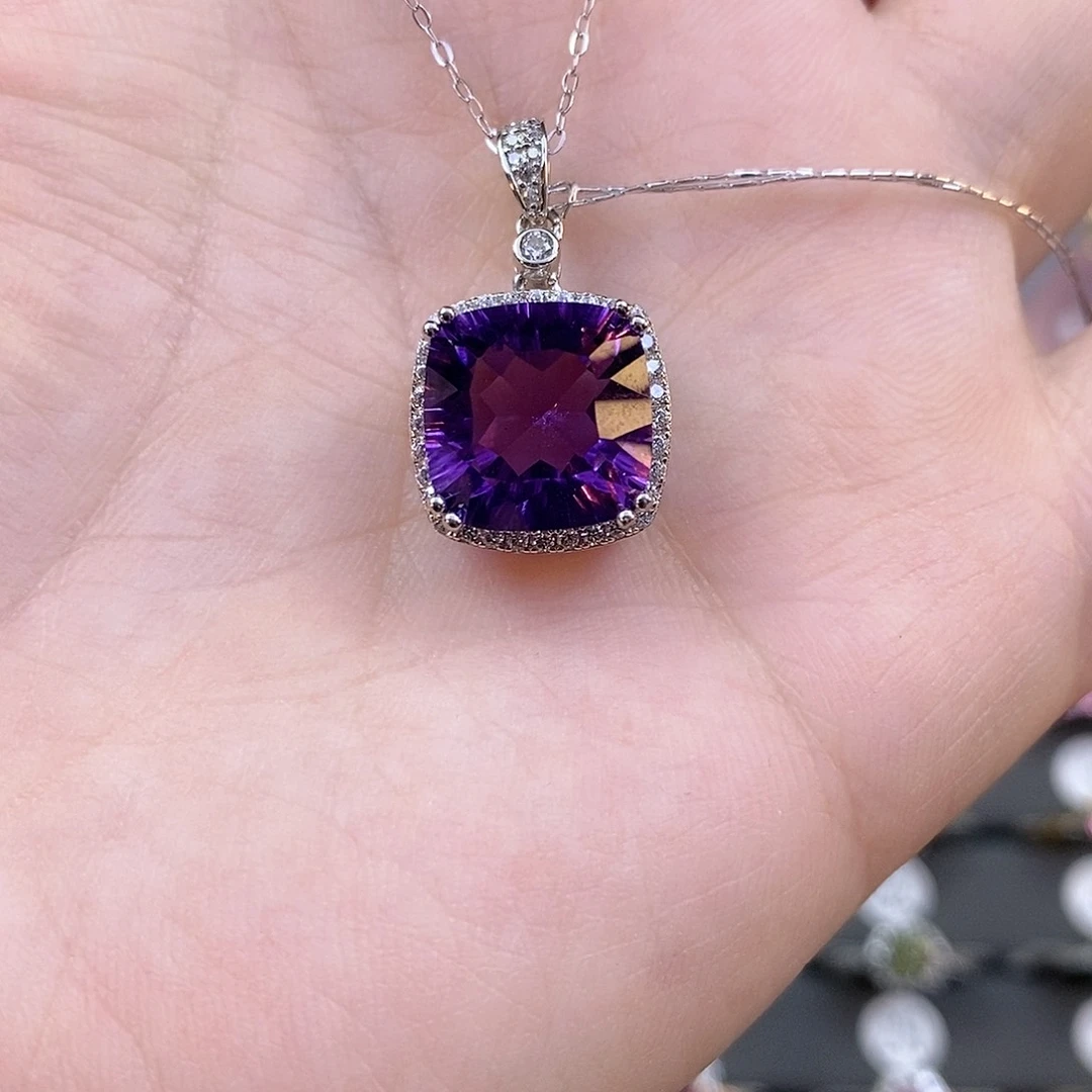 紫晶吊坠(赠链)银S925镶嵌方