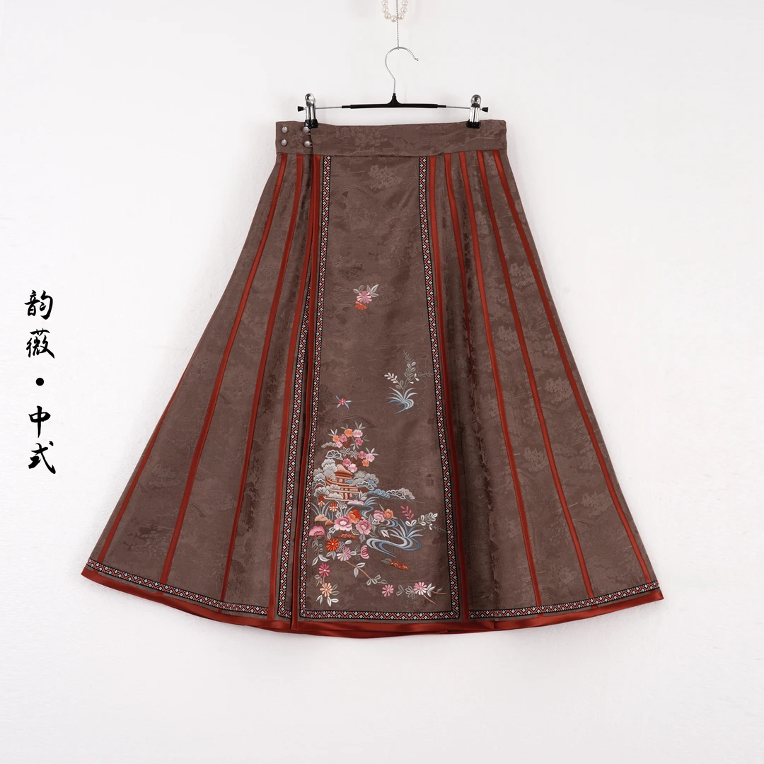韵薇•中式半身裙中式刺绣传统中国风马面裙百搭复古时尚10324