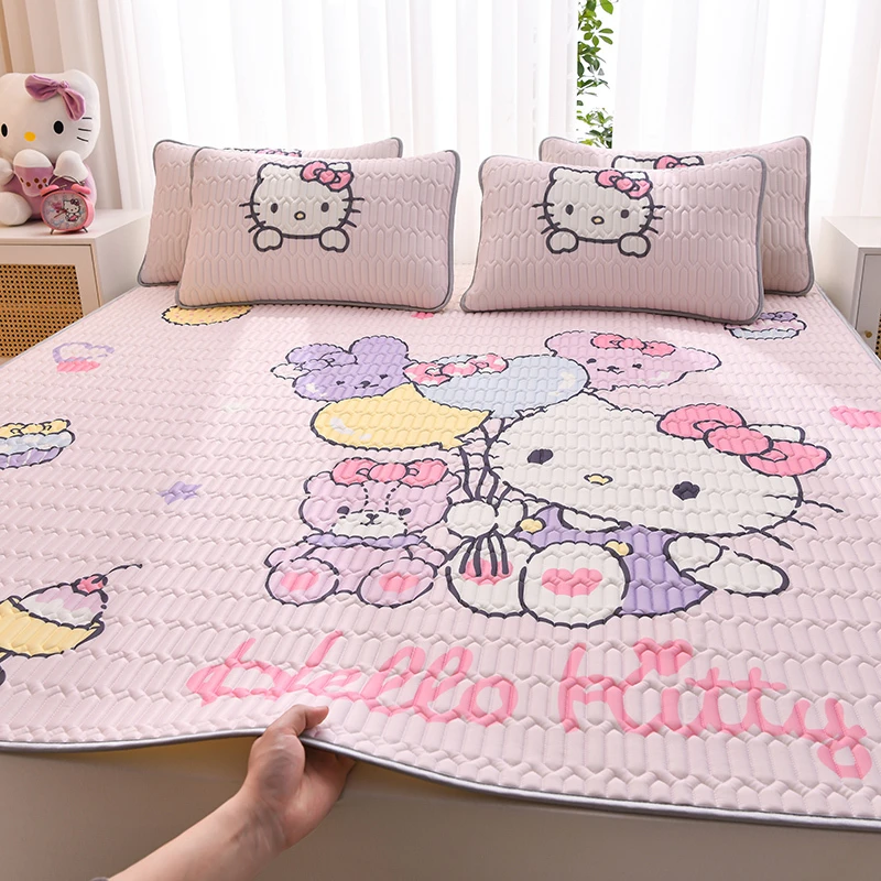 HelloKitty乳胶凉席夏季三件套冰丝空调软席子可水洗单人宿舍床单
