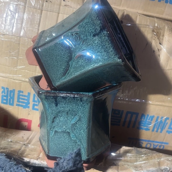 紫砂茶碗精品六方两个口径18高度16