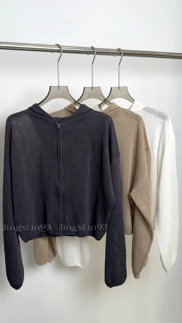 HXX【苎麻帽衫】欧版连帽拉链苎麻长袖开衫2025款
