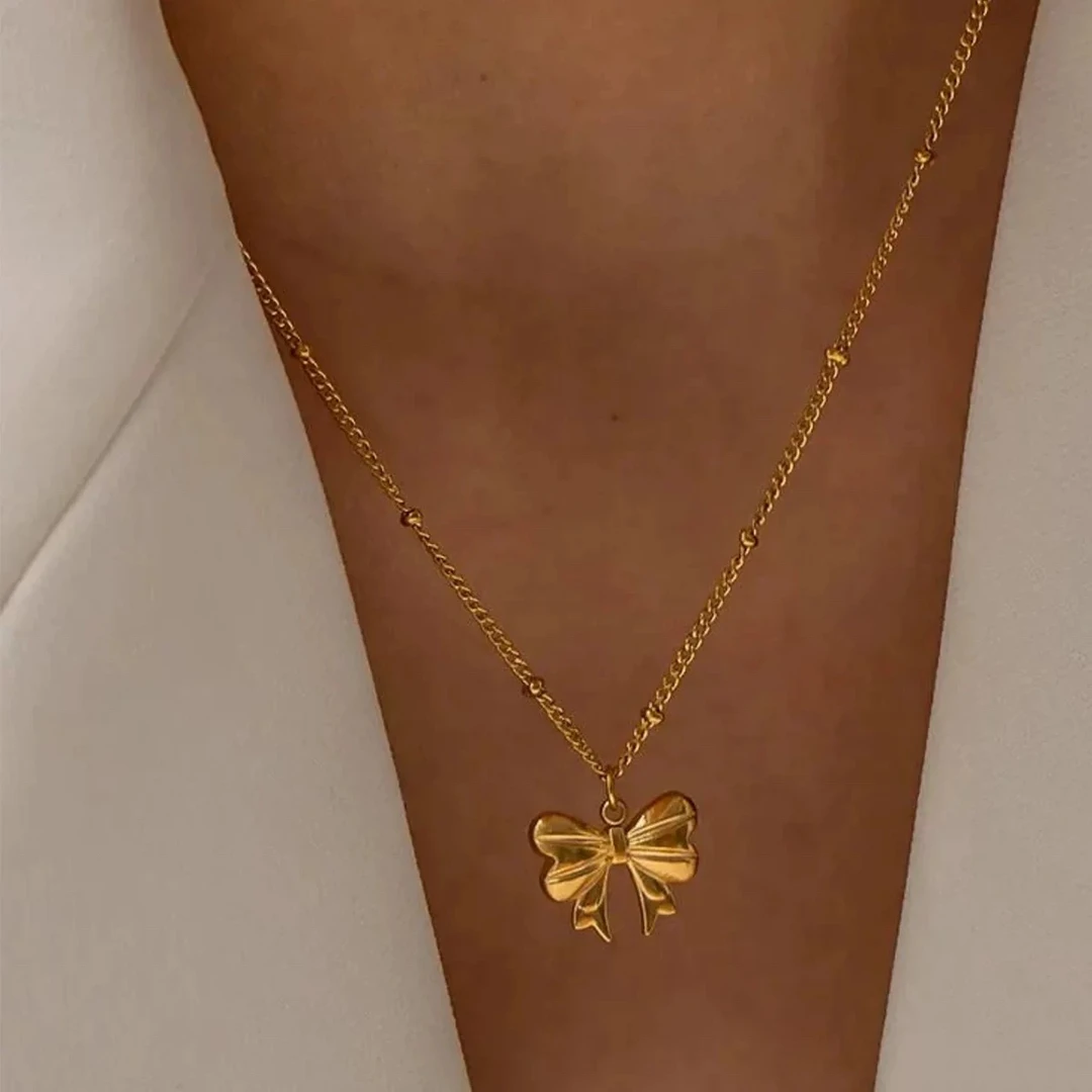 钛钢项链 在逃公主蝴蝶结女百搭锁骨链项链