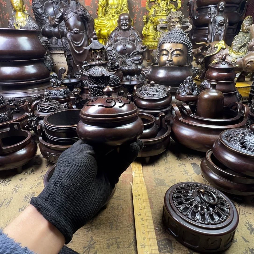 熏香炉铜香炉供香炉聚宝盆家用供香炉风水摆件