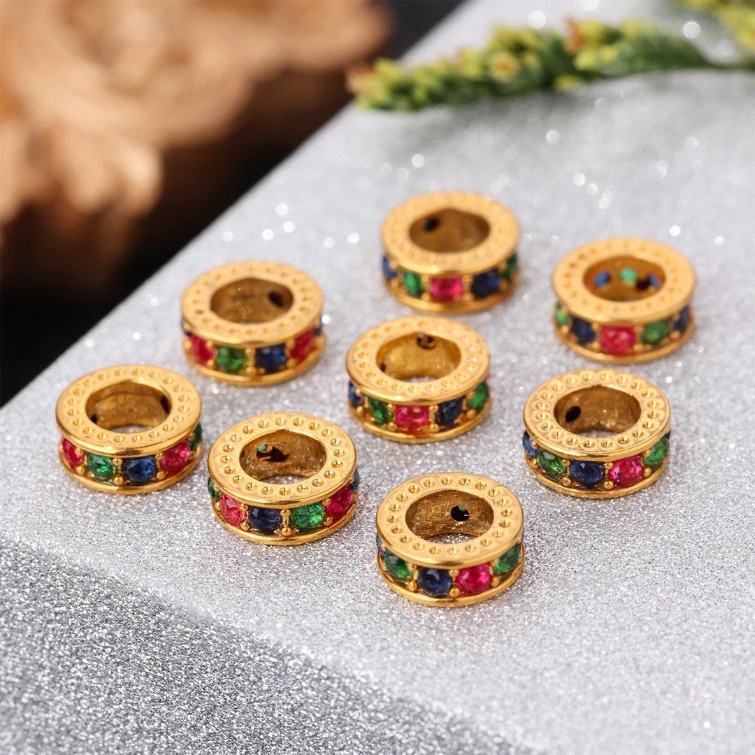 【来福宠粉】18k金豪镶彩色6mm加厚版甜甜圈卡环跑环配饰配件