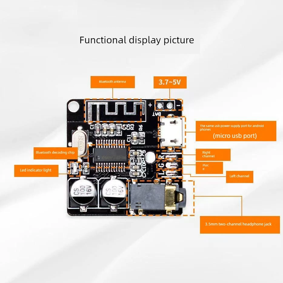DIY蓝牙5.0音频接收器模块 MP3蓝牙解码板车载音箱音响4.1