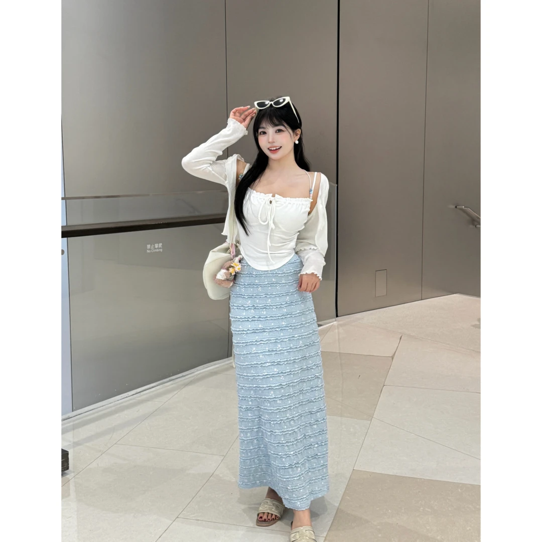 清清萌面侠芝士【人鱼泡沫】春夏高腰显瘦半身裙裙子出游4783