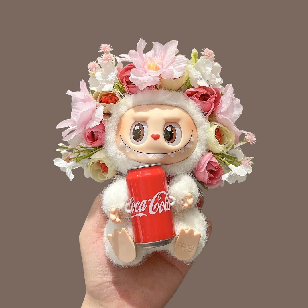 古风娃衣套装簪花labubu头饰可爱拉布布一二三代棉花娃娃装饰挂件