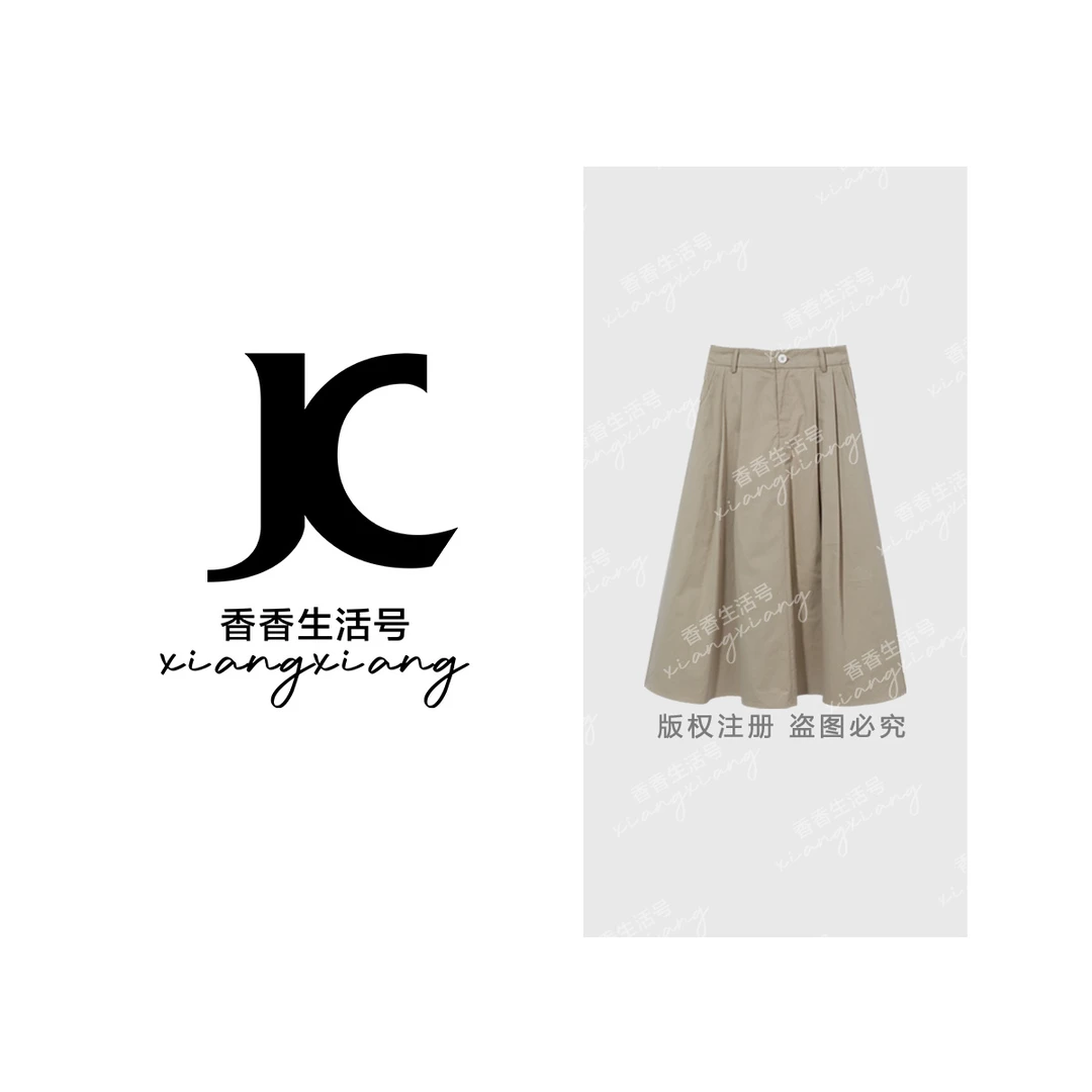 【香香严选】半身裙女士春夏赫本花苞裙百褶高腰梭织休闲长款F6645