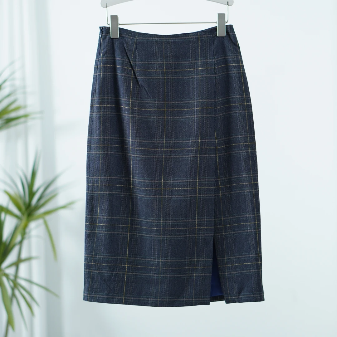 尚系列  Y189 女装秋显瘦格纹A字半身裙海军FW03R30