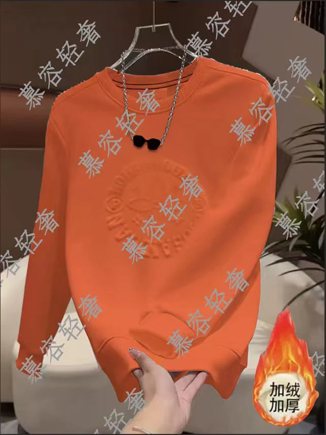 【老钱花】秋冬潮牌奥利绒插肩加绒卫衣秋冬时尚潮流百搭 钢印LOUSA