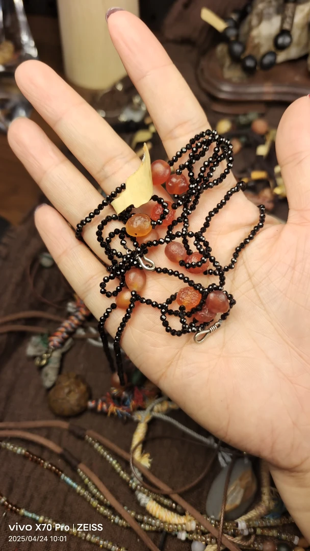 铜玻璃项链 手工小项练直播间专拍时尚复古编织可调节