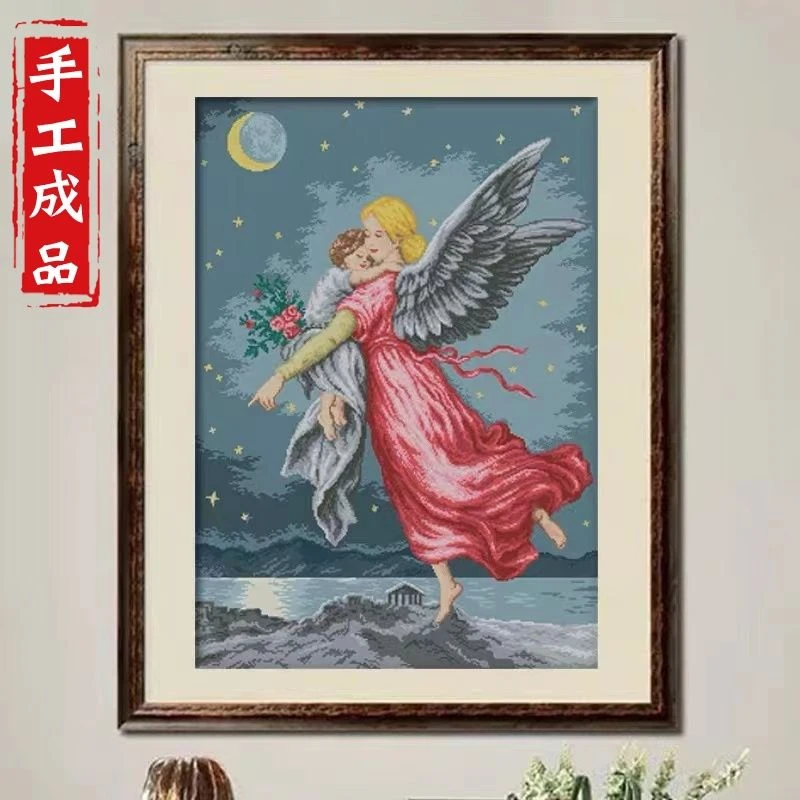 1.05纯手工绣好十字绣成品229大格母爱天使客厅挂画