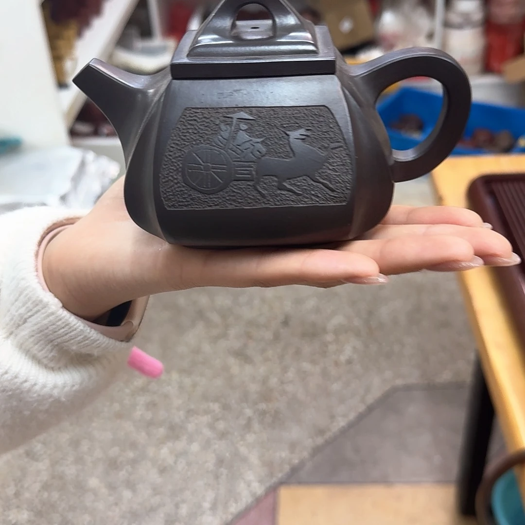 紫砂茶壶紫砂壶四方抽角石瓢300cc