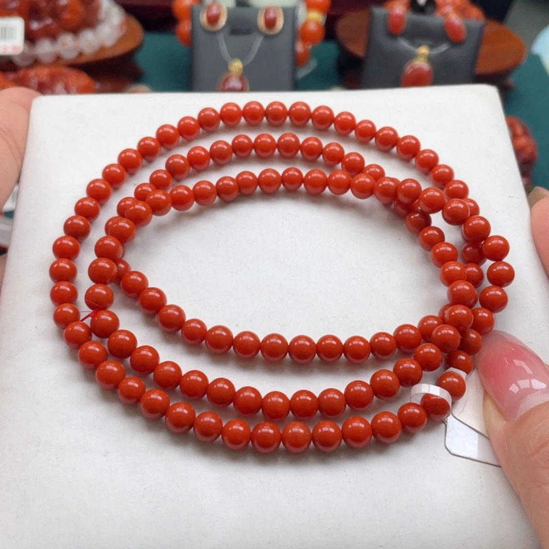 南红玛瑙未镶嵌老料川料南红满肉柿子红多圈5+mm