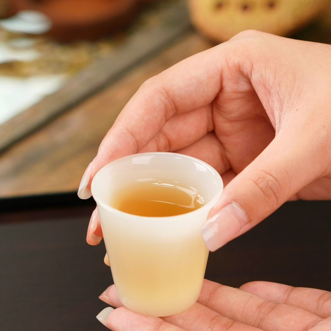 璞玉上釉款玉兰杯冰种玉瓷茶杯单杯个人专用泡茶品茗杯家用CC8713