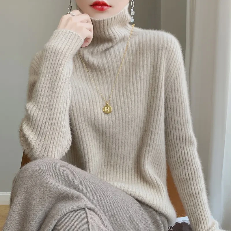一线七针加厚~高领100%纯羊毛衫女打底毛衣百搭针织衫  SY-178