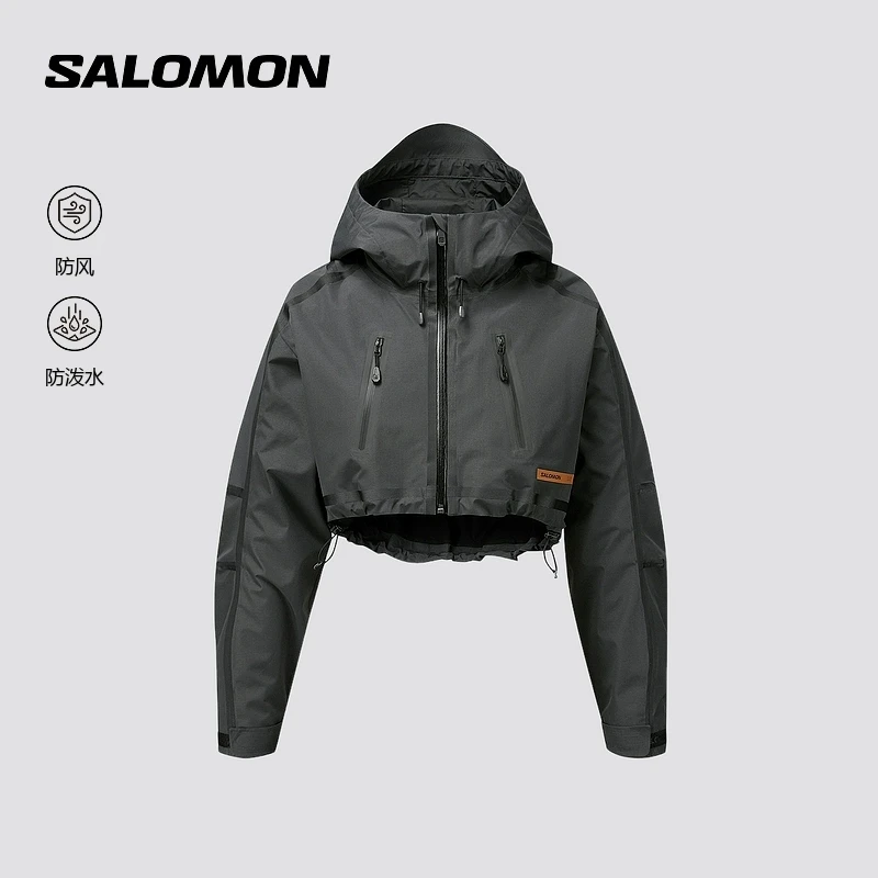 salomon萨洛蒙户外女防风防泼水短款夹克ADV SLATE CROPPED JKT W
