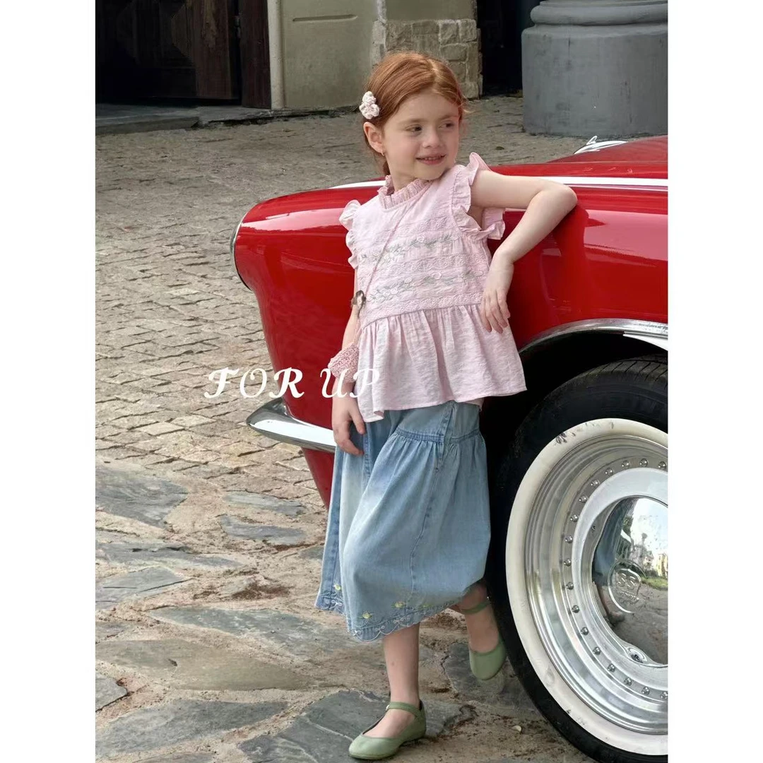 【现货】252-FU-85131多色法式艾莉花朵刺绣荷叶边上衣