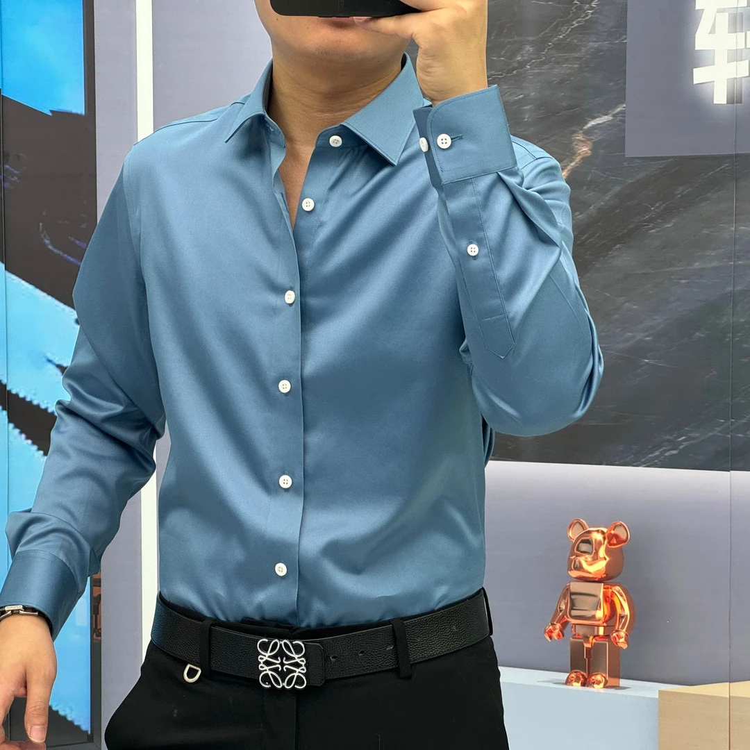 25春季（总裁系列）200支纯棉商务高端时尚潮流休闲长袖衬衫男