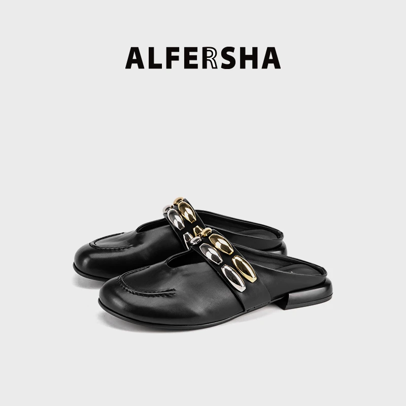 2025春款668860法式时尚舒适百搭低跟拖鞋B