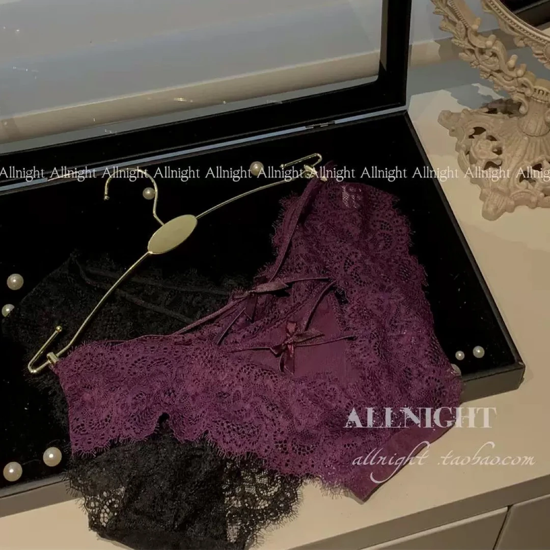 法式性感蕾丝低腰绑带镂空纯欲少女内裤