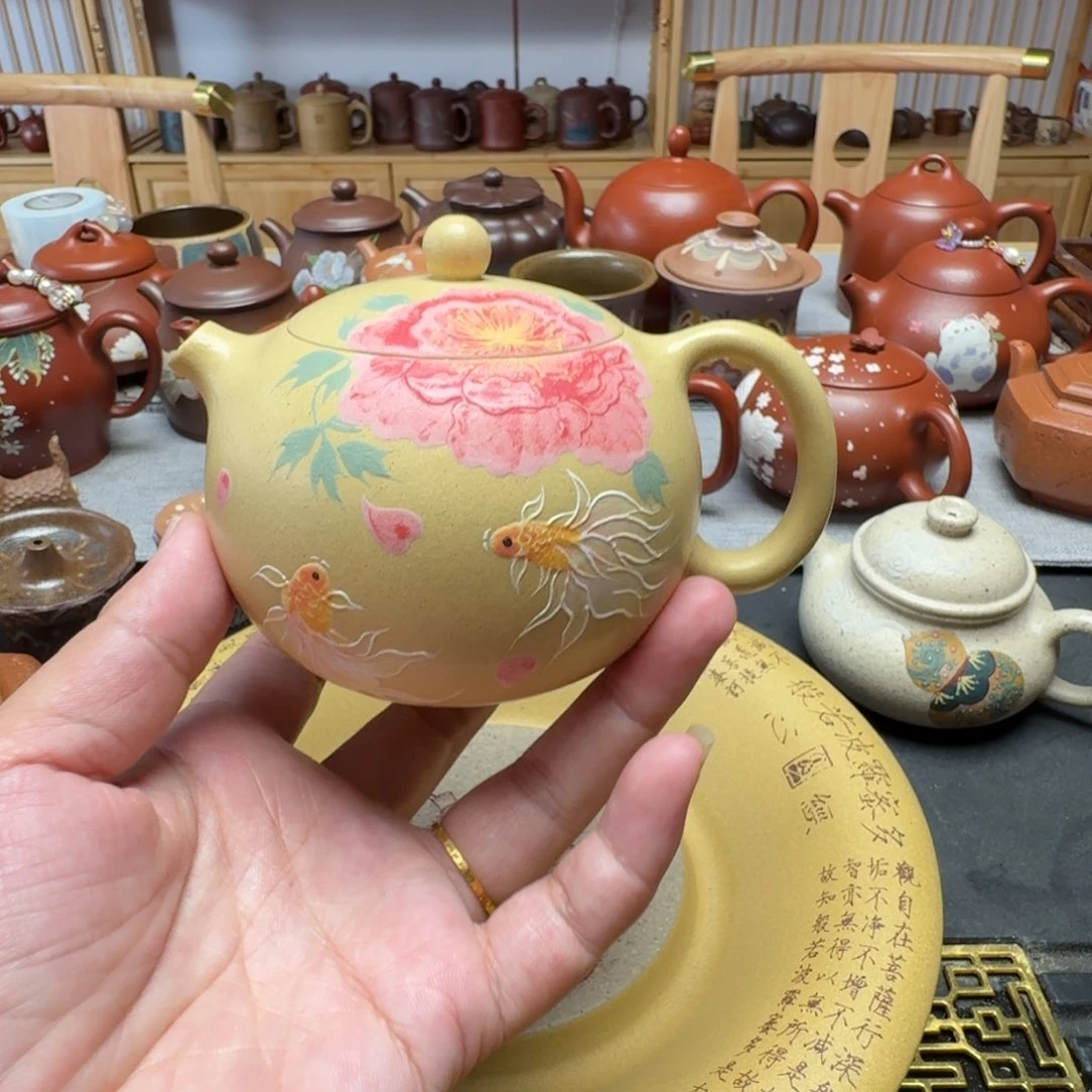 茶壶紫砂双鱼牡丹西施