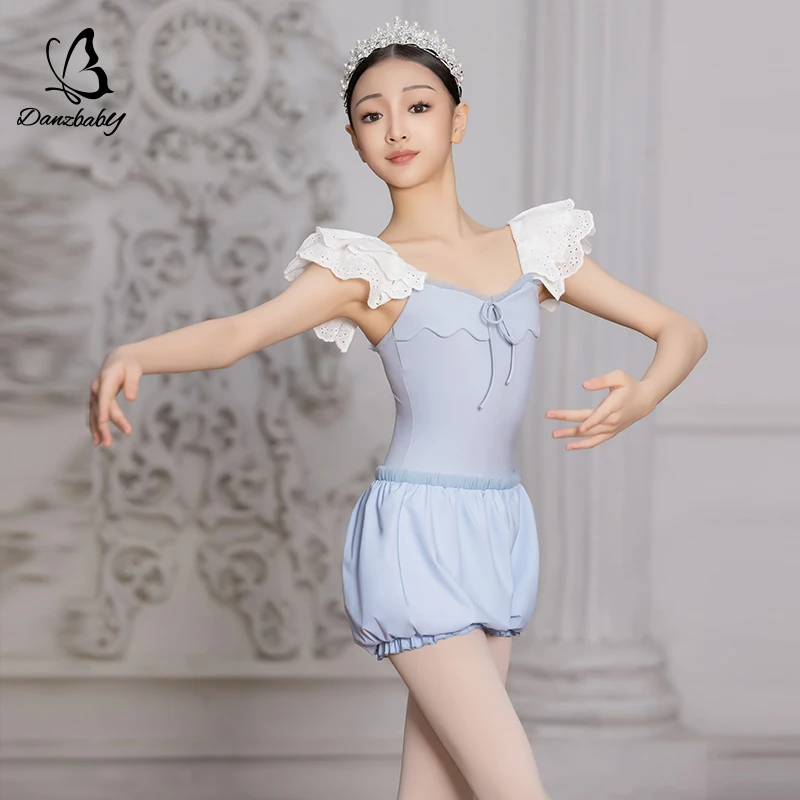 Danzbaby儿童芭蕾舞练功服体操服芭蕾舞蹈裙荷叶边花边体服BAS38