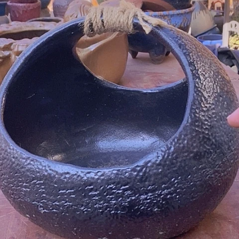 紫砂花盆高度22宽20无孔送绳