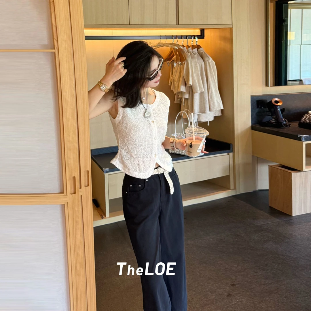 TheLOE/莱赛尔泡泡格圆领薄款减龄百搭休闲马夹#07.04MJ-G6005